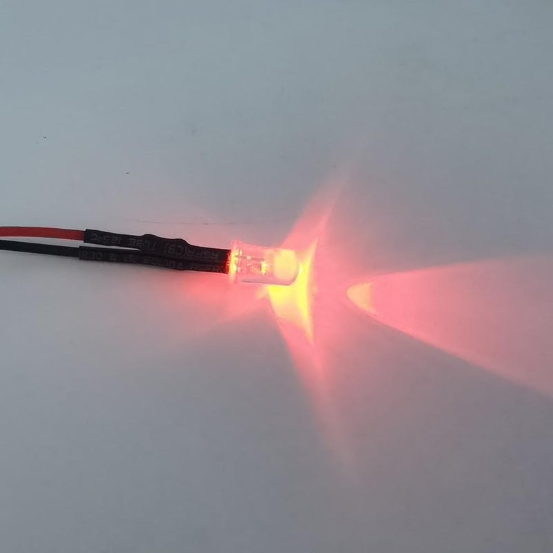Vrabocry 20pcs 12 Volt 3mm Pre Wired Red Blinking LED Lights Emitting Diodes 1.5Hz Single Color Flashing 7.9 inch DC 12v LED Light Clear Lens Small LED Lamps DIY Lighting Projects - Image 5